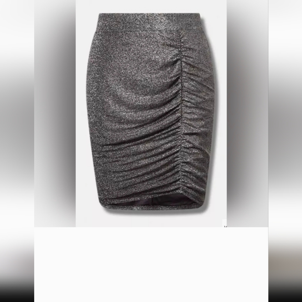 Torrid Shimmering Gray Ruched Mini Skirt